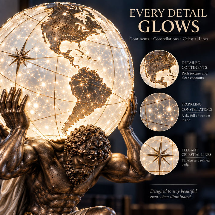 Atlas Globe Sculpture Table Lamp 12 Inch Set of 2 4