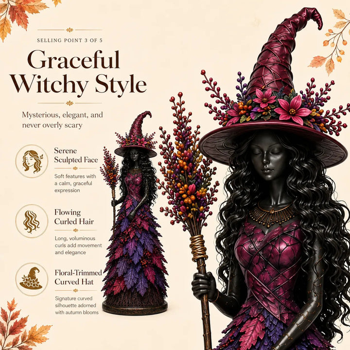 Autumn Witch Figurine Resin 12.2 Inch 4