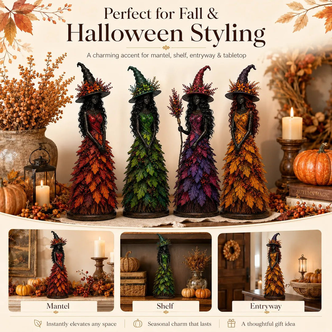 Autumn Witch Figurine Resin 12.2 Inch 5