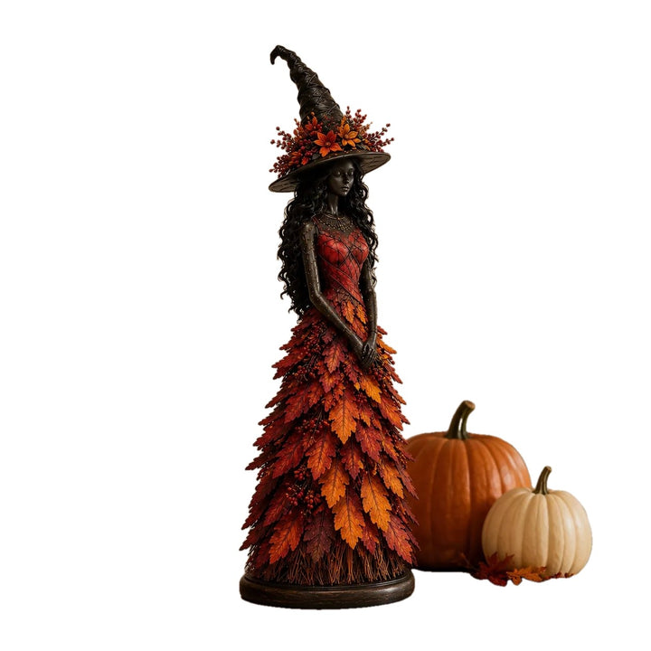 Autumn Witch Figurine Resin 12.2 Inch on white