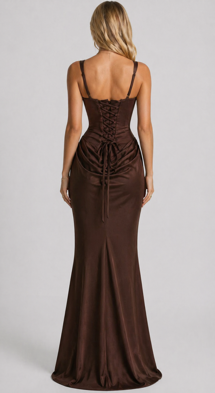 MAVIS | SCULPTED SILHOUETTE RUCHED MAXI DRESS