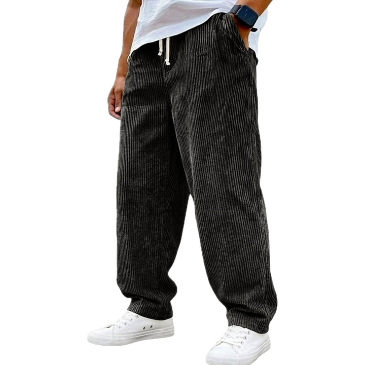 Baggy Fit Corduroy Drawstring Pants Black 1