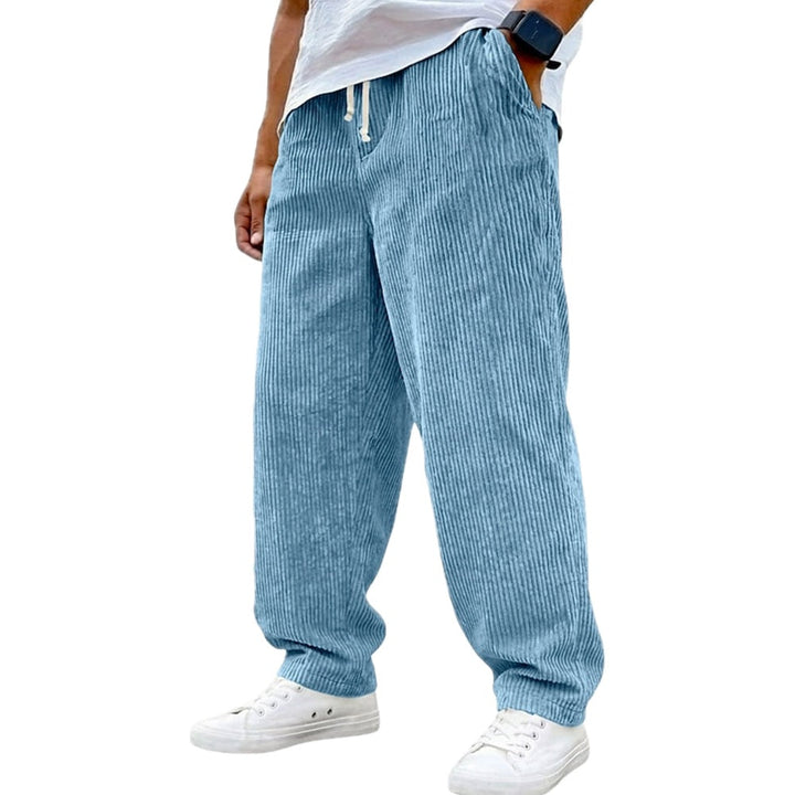 Baggy Fit Corduroy Drawstring Pants Blue 1