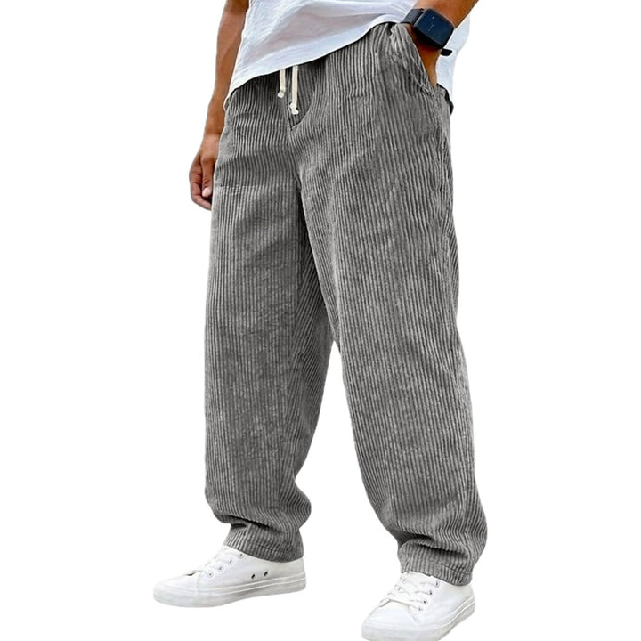 Baggy Fit Corduroy Drawstring Pants Gray 1