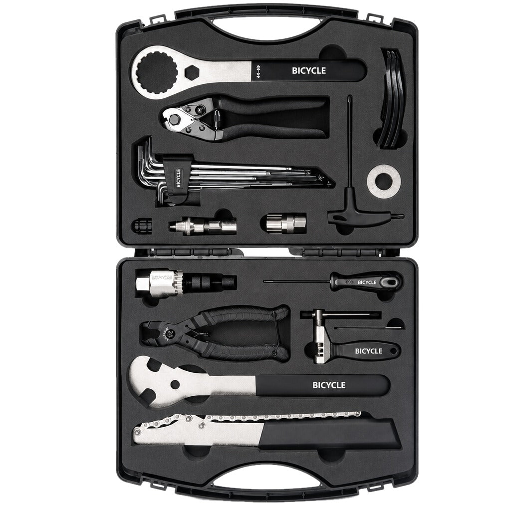 Bicycle Repair Tool Kit with Case on white
