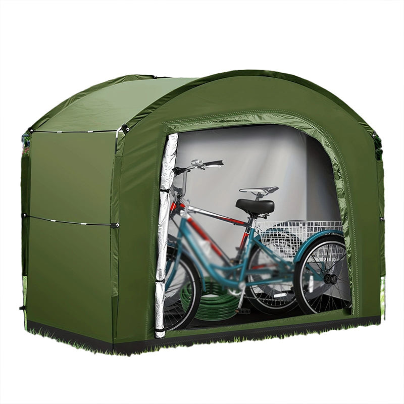 Bike Storage Tent Silver Coated Oxford Green 1