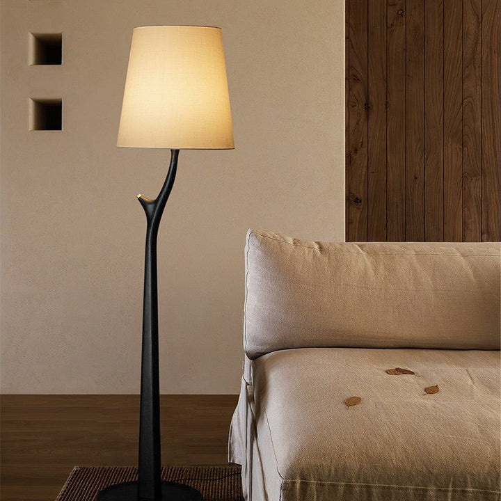 Branch Shaped Wood Floor Lamp White Fabric Shade 63 in Set of 2 6