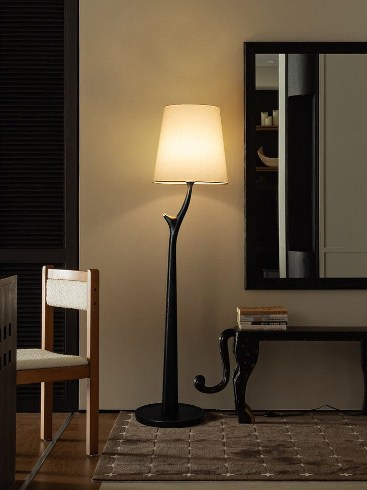 Branch Shaped Wood Floor Lamp White Fabric Shade 63 in Set of 2 7