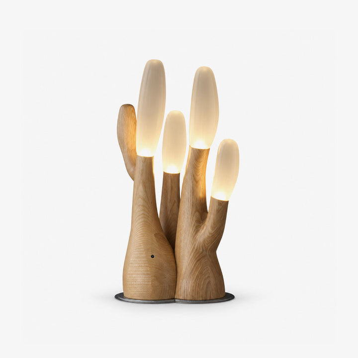 Branching Wood Table Lamp Frosted Glass Tips 22.8 in 1