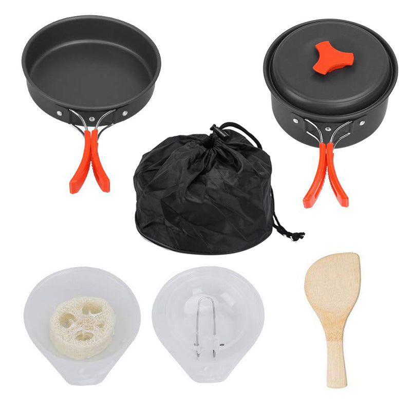 Camping Cookware Set Pot and Pan with Bag Orange 1