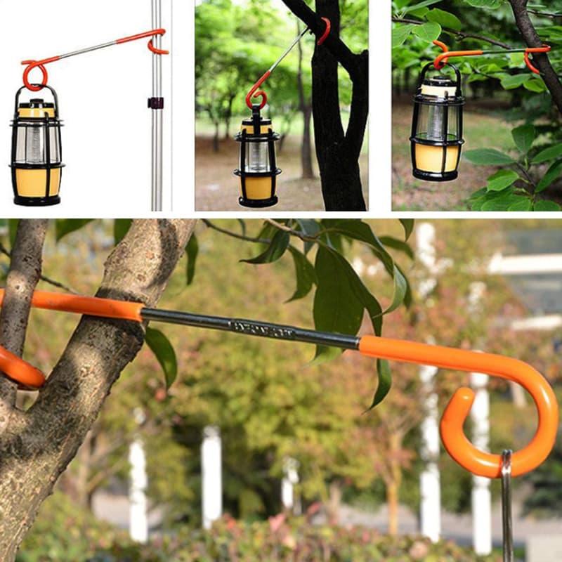 Camping Hook S Shape Iron Set of 3 Orange 1