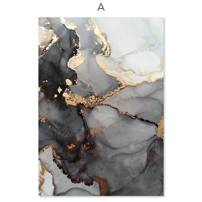 Canvas Wall Art Black and Gold Marble Prints Set of 3 Unframed 1