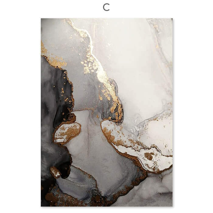 Canvas Wall Art Black and Gold Marble Prints Set of 3 Unframed 3