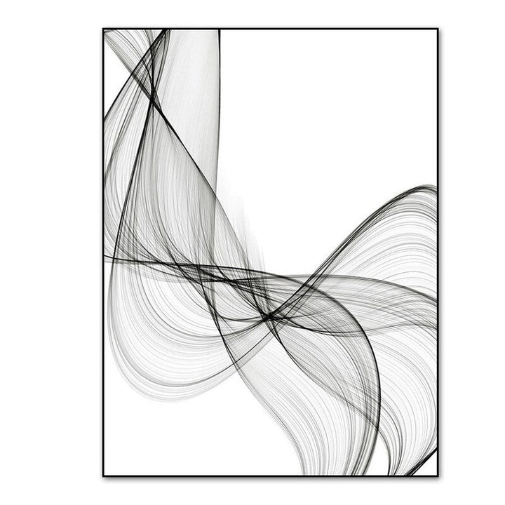 Canvas Wall Art Black Wave Line Prints Set of 3 Unframed 1