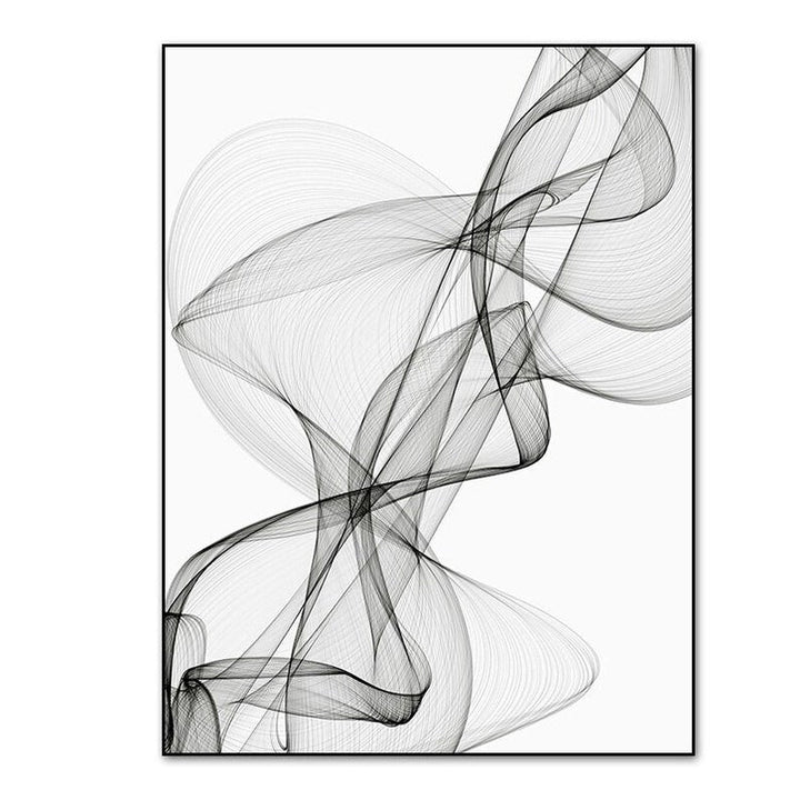 Canvas Wall Art Black Wave Line Prints Set of 3 Unframed 2