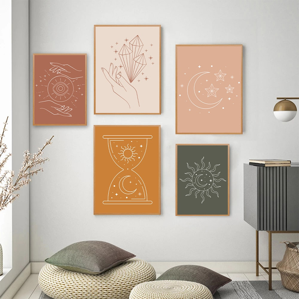 Canvas Wall Art Celestial Line Prints Set of 5 Unframed 6