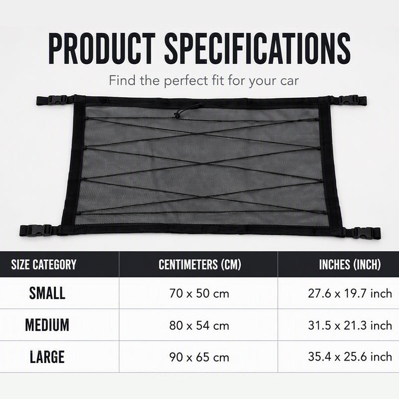 Car Ceiling Cargo Net with Zipper and Buckles 1