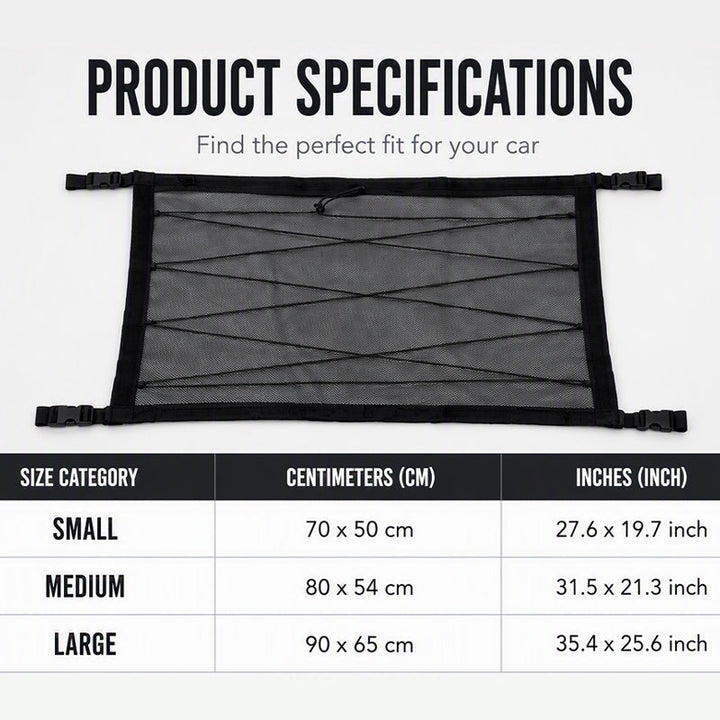 Car Ceiling Cargo Net with Zipper and Buckles 1