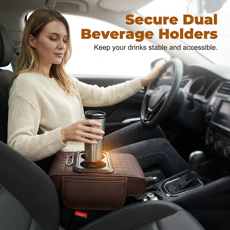 Car Console Armrest Organizer with Cup Holders Set of 3 1