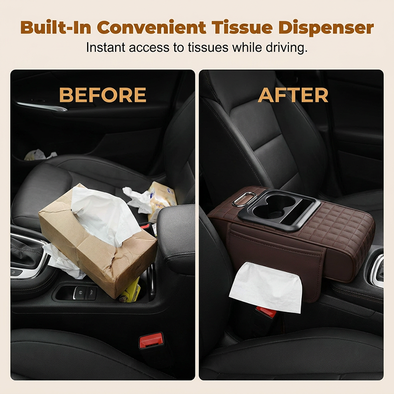 Car Console Armrest Organizer with Cup Holders Set of 3 2