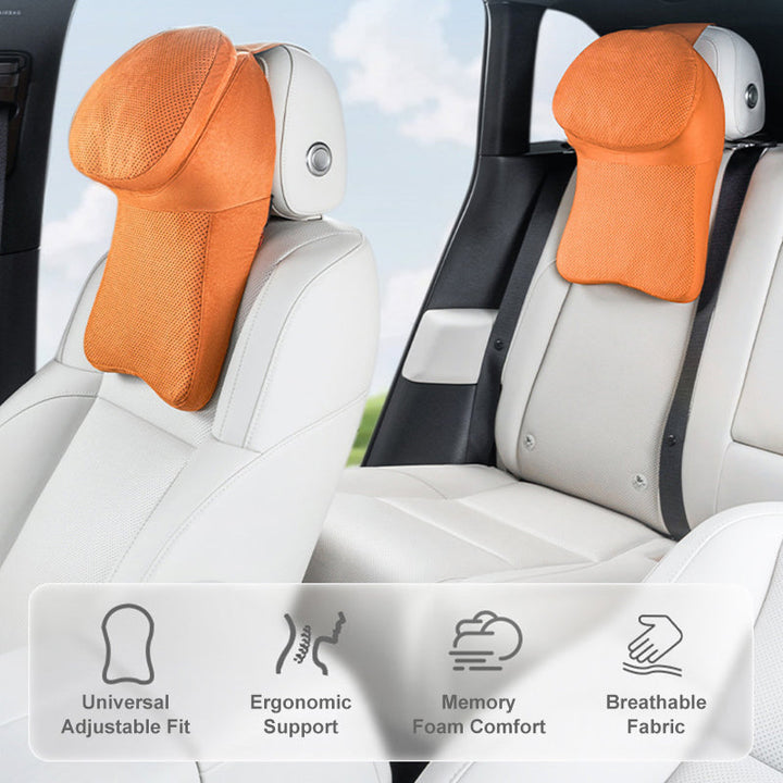 Car Headrest or Lumbar Pillow Memory Foam Suede 3