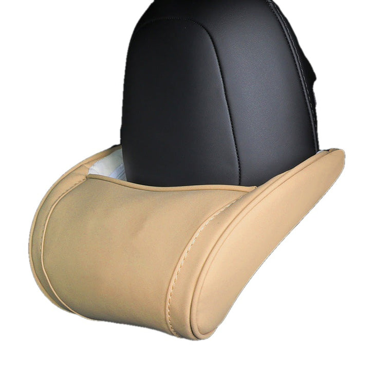 Car Headrest Pillow Memory Foam Microfiber Leather on white