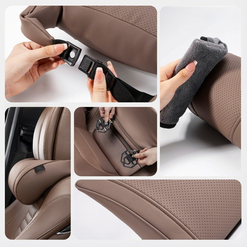 Car Lumbar Pillow Memory Foam PU Leather 3