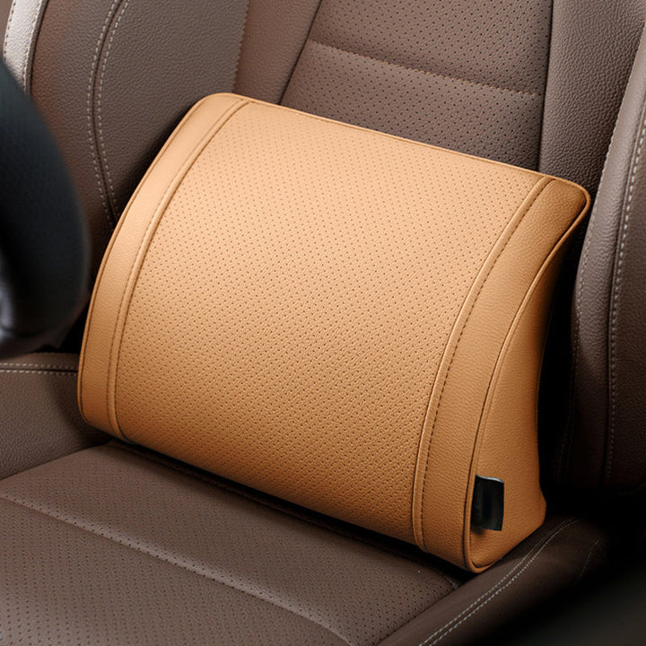 Car Lumbar Pillow Memory Foam PU Leather Amber 1