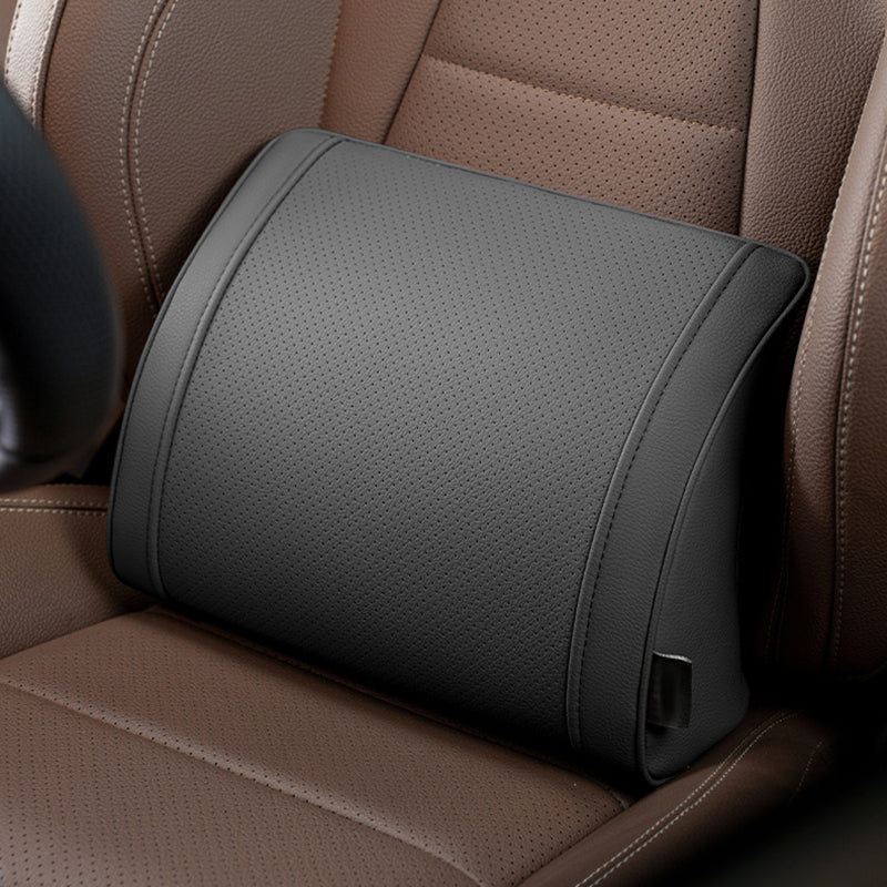 Car Lumbar Pillow Memory Foam PU Leather Black 1