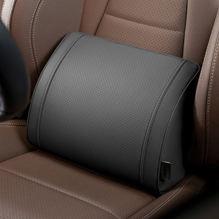 Car Lumbar Pillow Memory Foam PU Leather Black 1