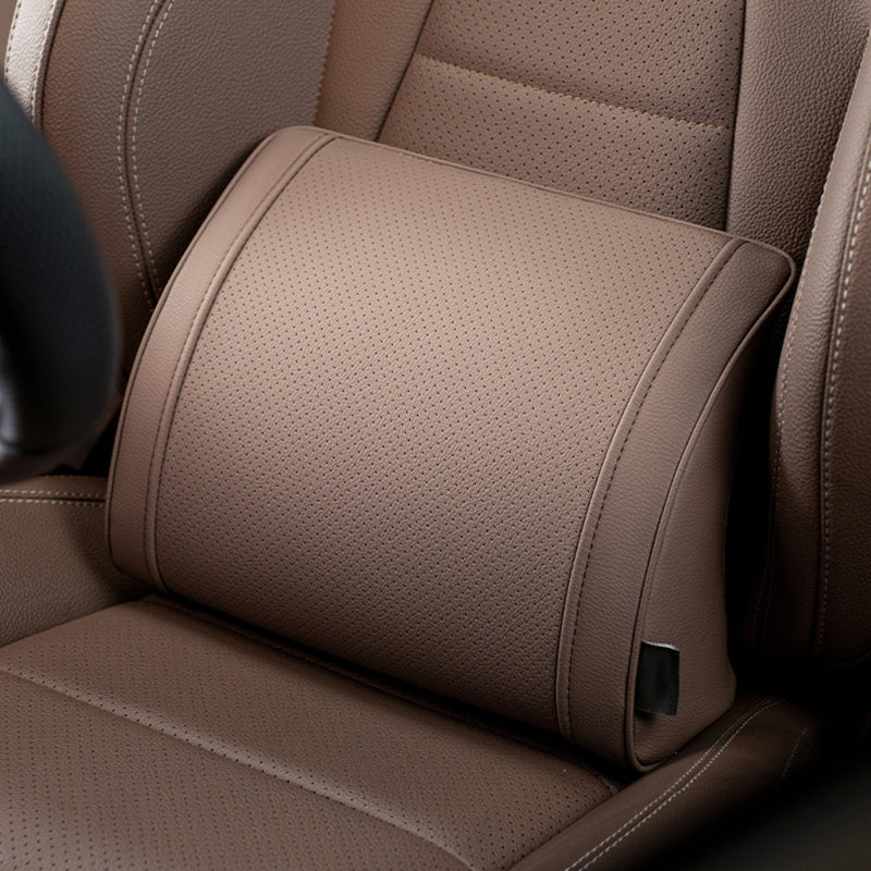 Car Lumbar Pillow Memory Foam PU Leather Brown 1