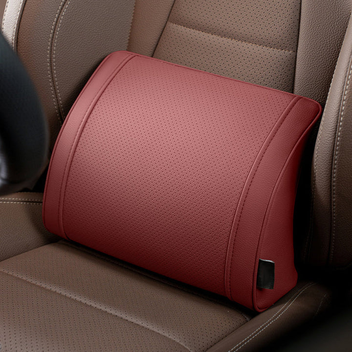 Car Lumbar Pillow Memory Foam PU Leather Red 1
