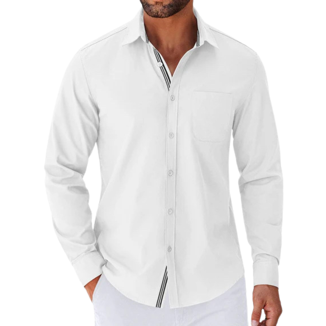 Casual Button Down Shirt Chest Pocket White 1