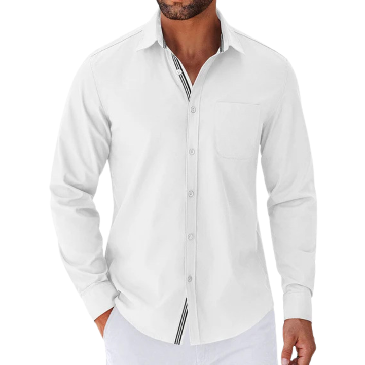 Casual Button Down Shirt Chest Pocket White 1