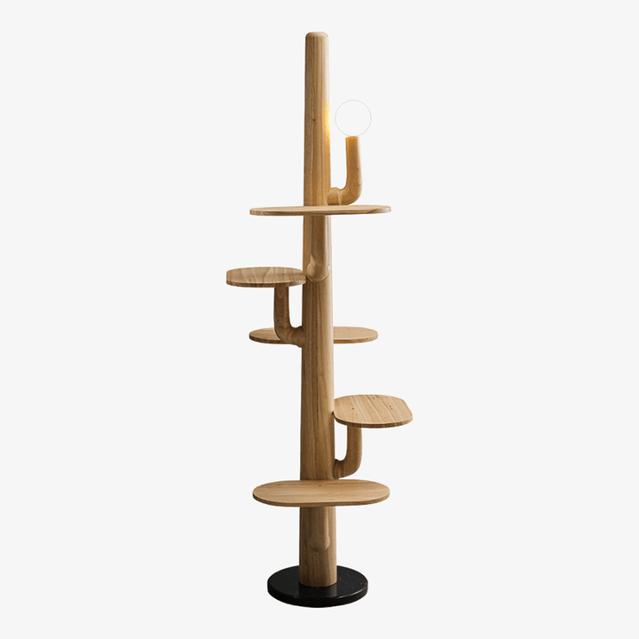 Cat Tree Floor Lamp Solid Wood Platforms Globe Light 74 in Set of 3 1