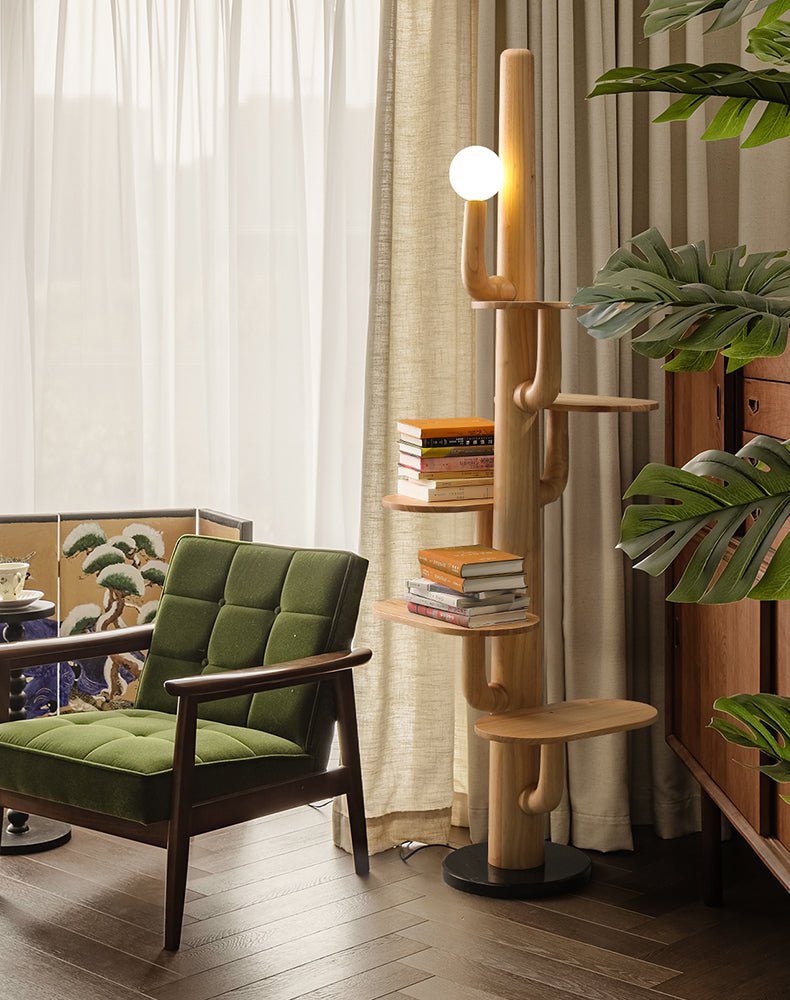 Cat Tree Floor Lamp Solid Wood Platforms Globe Light 74 in Set of 3 4