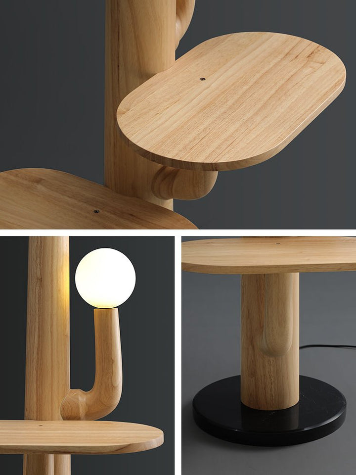 Cat Tree Floor Lamp Solid Wood Platforms Globe Light 74 in Set of 3 5