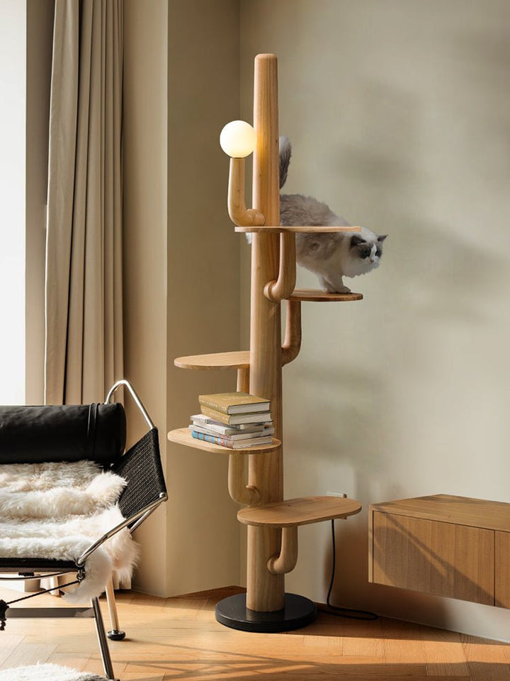 Cat Tree Floor Lamp Solid Wood Platforms Globe Light 74 in Set of 3 6