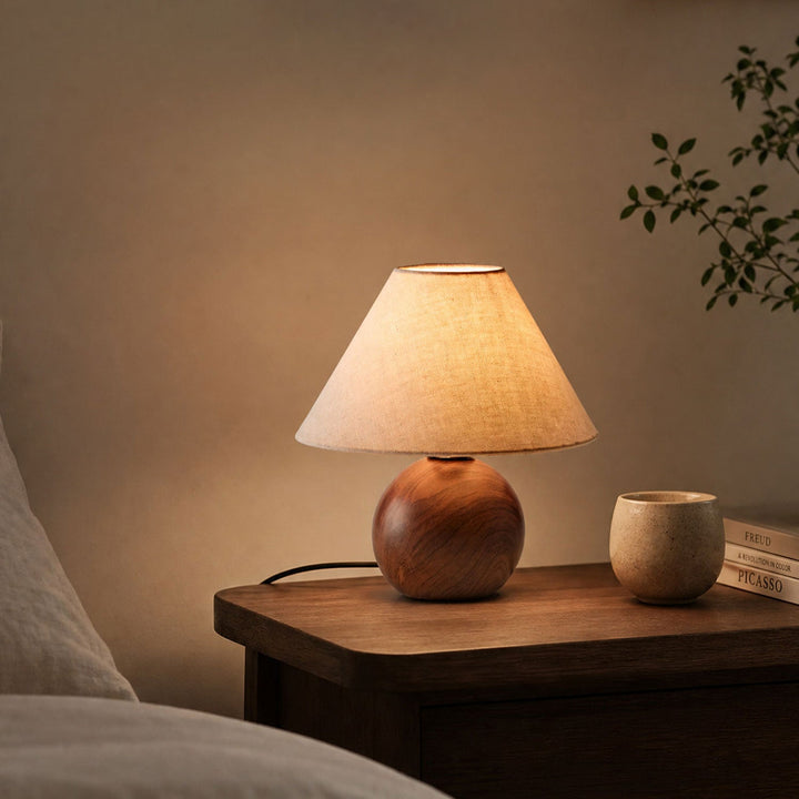 Ceramic Orb Table Lamp Linen Shade 10 in Set of 2 2