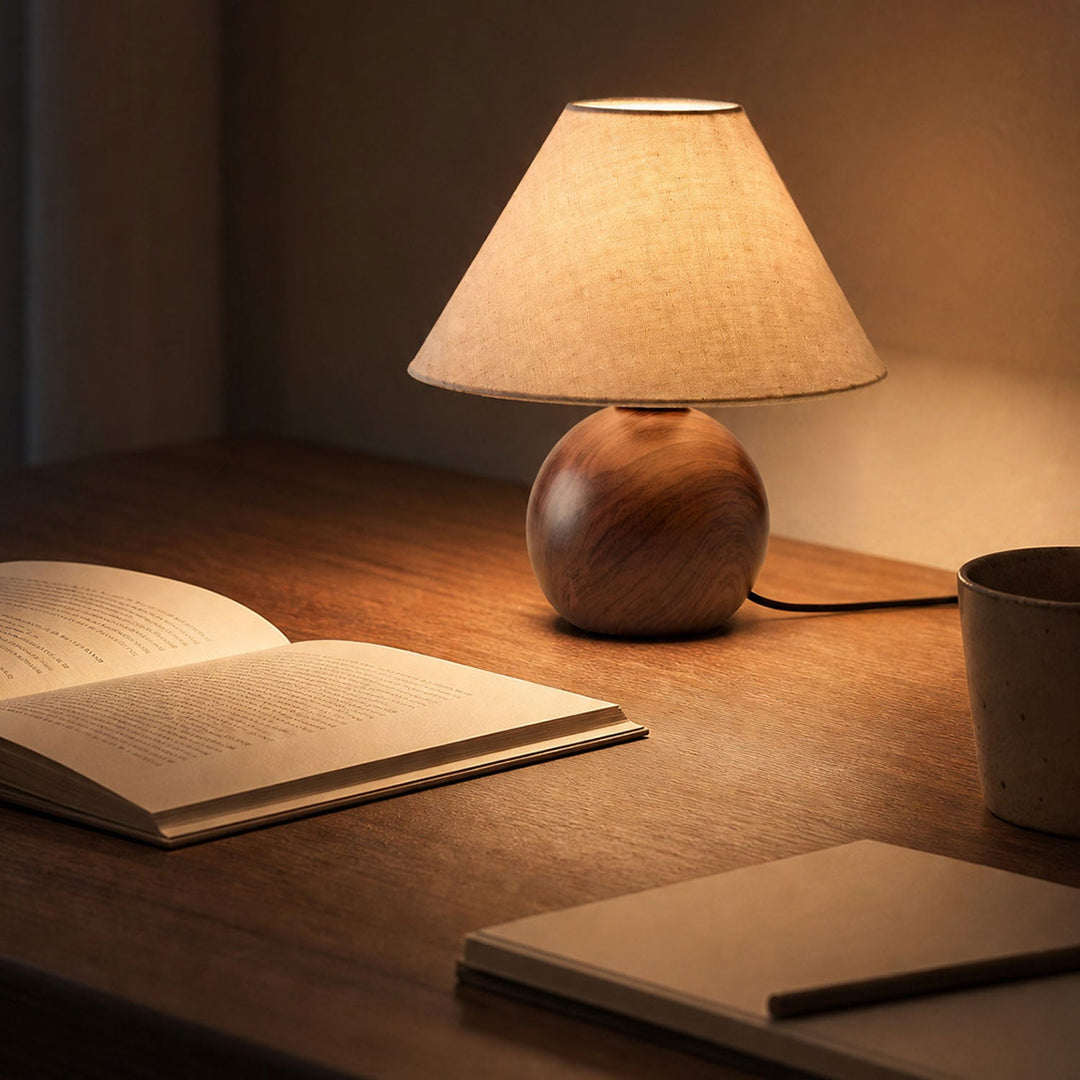 Ceramic Orb Table Lamp Linen Shade 10 in Set of 2 3