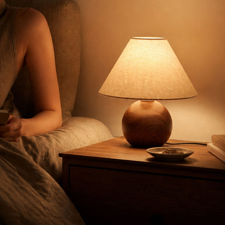 Ceramic Orb Table Lamp Linen Shade 10 in Set of 2 5