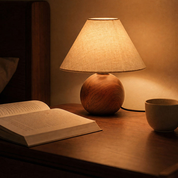 Ceramic Orb Table Lamp Linen Shade 10 in Set of 2 7