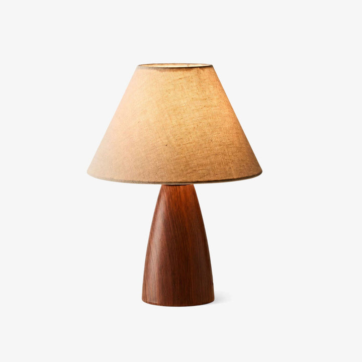 Ceramic Table Lamp Linen Shade Wood Grain Base 11.8 in 1
