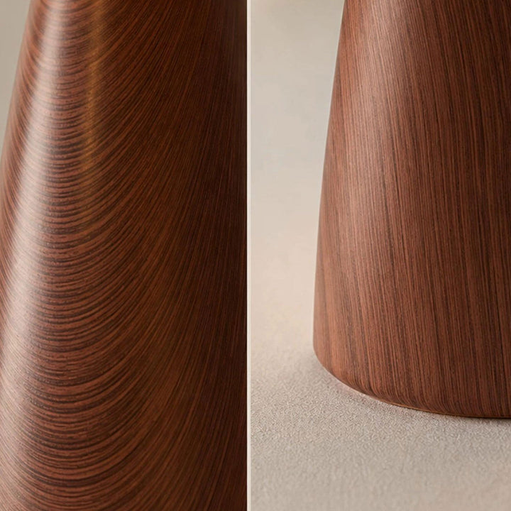 Ceramic Table Lamp Linen Shade Wood Grain Base 11.8 in 8