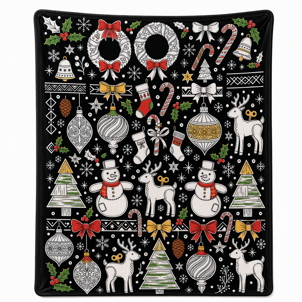 Christmas Coloring Blanket 51 x 59 Inch Polyester Design 12 1