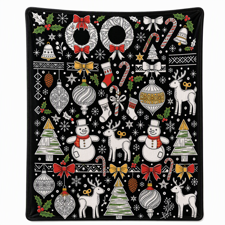 Christmas Coloring Blanket 51 x 59 Inch Polyester Design 12 1