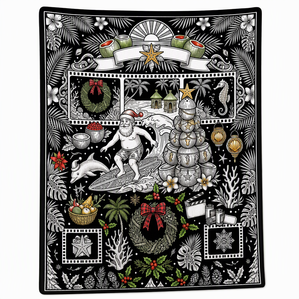 Christmas Coloring Blanket 51 x 59 Inch Polyester Design 13 1