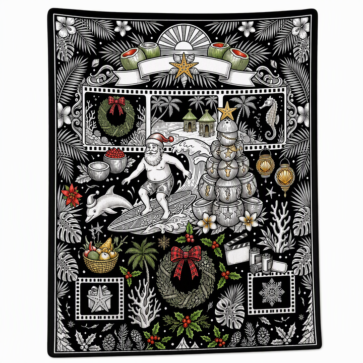 Christmas Coloring Blanket 51 x 59 Inch Polyester Design 13 1
