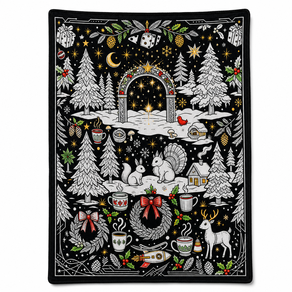 Christmas Coloring Blanket 51 x 59 Inch Polyester Design 14 1
