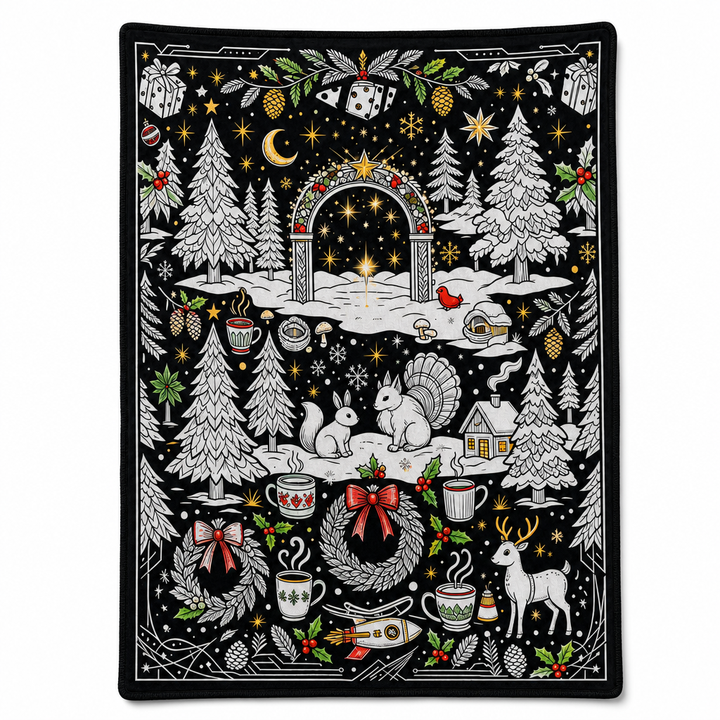 Christmas Coloring Blanket 51 x 59 Inch Polyester Design 14 1